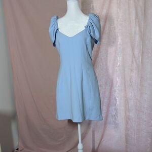 French Connection Light Blue Puff Sleeve Mini Dress